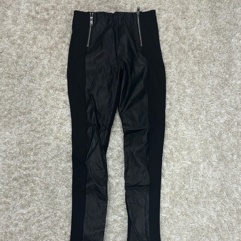 H&M Black Faux Leather and Fabric Pants